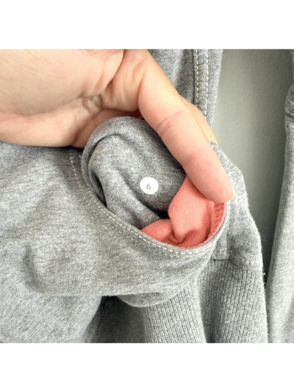 Lululemon Long Gray Scuba Hoodie Zip Jacket Pink Coral Women’s Size 6 Athletic View 3